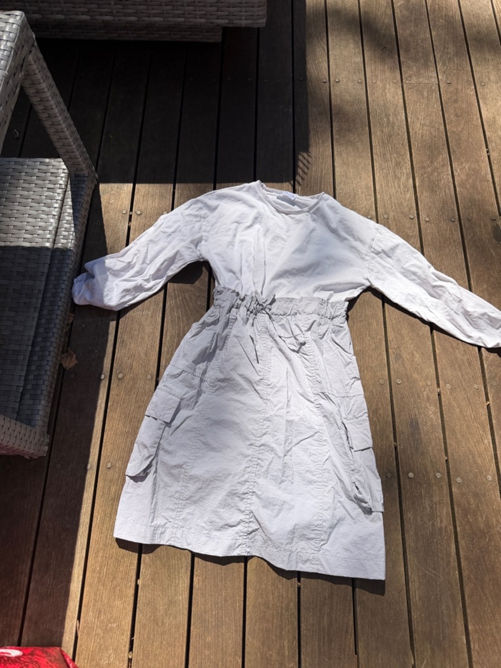 Zara White Long Sleeve Cinched Waist Kids Dress size 10